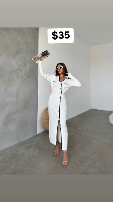 Long Sleeve Slit Ladies Dress